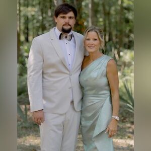 Alyce Paris One Shoulder Dress in Light Green